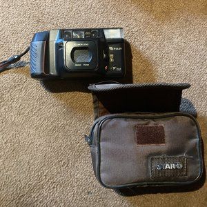 Vintage Fuji DL-400 TELE QD 35mm Black Red Autofocus Point & Shoot Film Camera